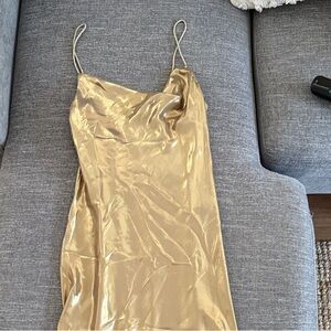 Zara Gold Backless Slip Dress
